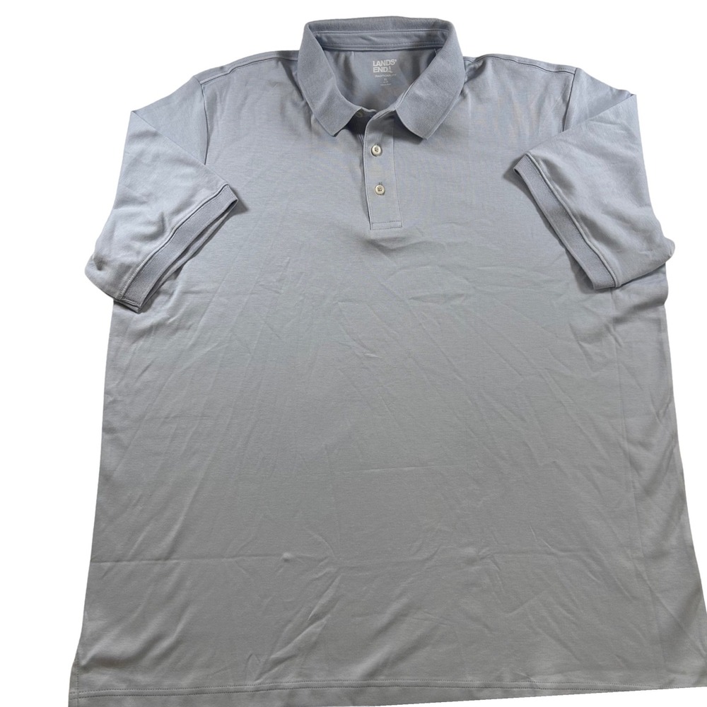 NWT Lands‎ End Mens XL Supima Cotton Short Sleeve Polo Shirt Light Blue Golf